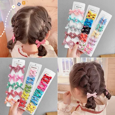 

10pcs/lot Colorful Barrettes for Baby Girls Boutique Hair Clip Bows Ribbon Hairpins Hairgrip headwear For Children