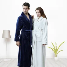 Зимнее кимоно для влюбленных, теплое Сексуальное Женское Платье, Коралловая флисовая ночная рубашка, пеньюар, длинная мягкая Пижама, фланелевая Домашняя одежда с карманами