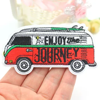 

Enjoy the journey bus Clothes patch Iron On Embroidered Patches For Clothing DIY boys travel Badges Stickers Garment Wholesale