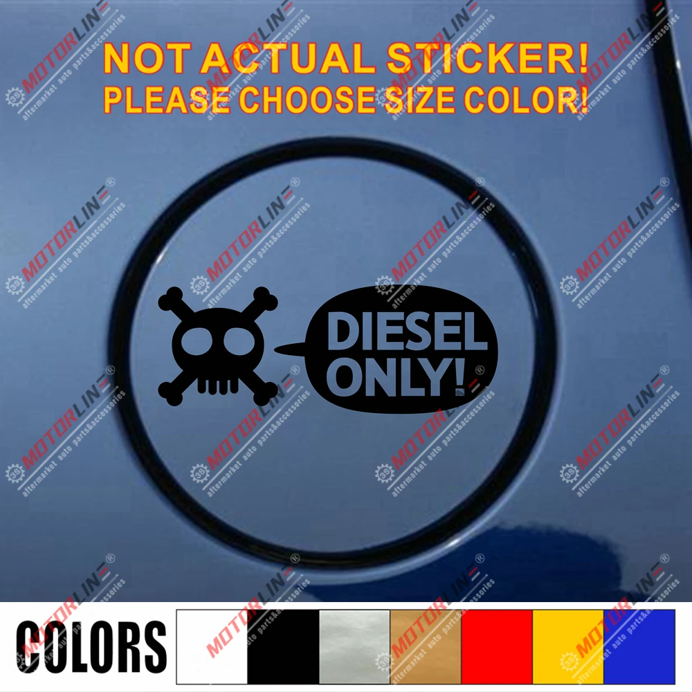 Diesel Only Skull Fuel Door Cover Cap Gas Tank Decal Sticker 12cm Long