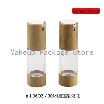 

10pcs/lot 30ml Anti-oxidation 30ml Transparent AS Vacuum Emulsion Airless Bottle Natural Bamboo Cosmetics Packaging