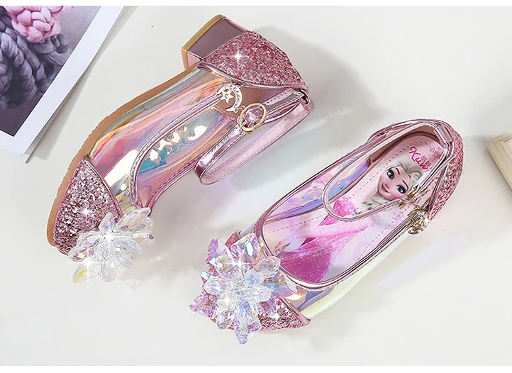 Diamond Shining Sequined Girls Sandals Fashion Anna Elsa Princess Dancing Party Children Shoes Rhinestone Leather Kids Shoes 594 (8)