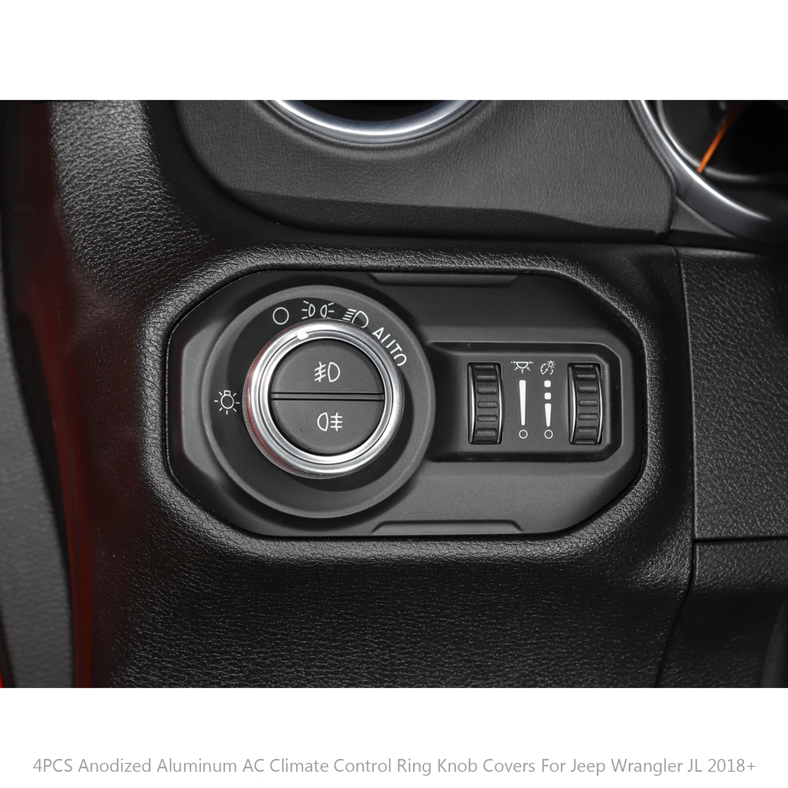 Areyourshop 4 шт. алюминиевый AC Climate control кольцо чехол для ручек для Jeep Wrangler JL+ ручка управления кольцо чехлы автомобильные запчасти