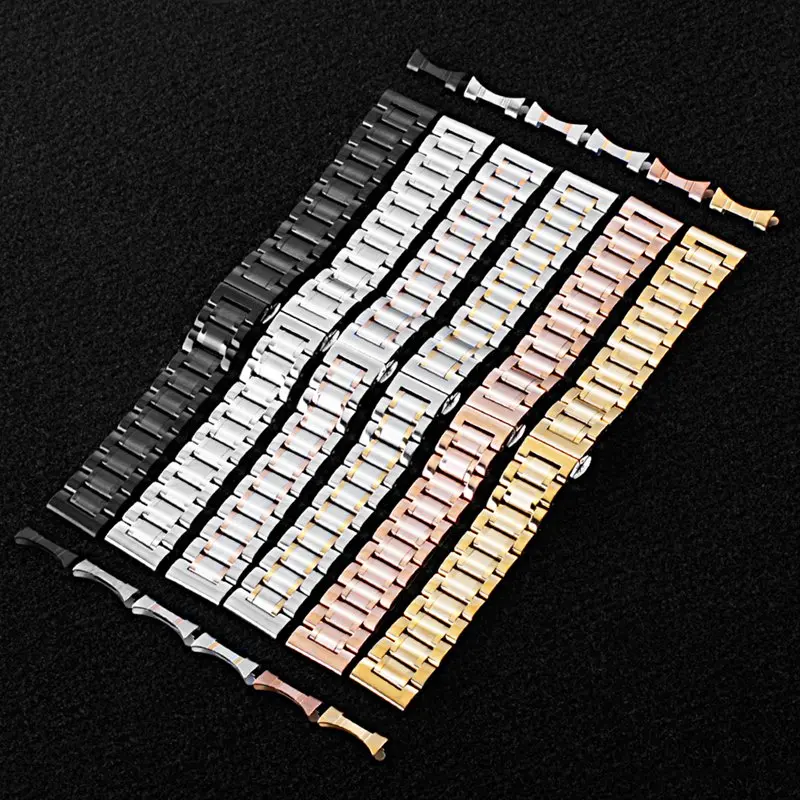 

Watch Band Push Button Hidden Clasp Stainless Steel Bracelet Wristband Wristwatch Strap Replacement Accessories For Lovers 888
