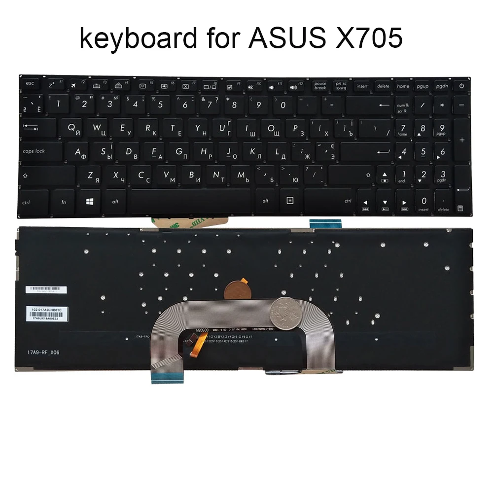 New RU backlit laptop keyboard for ASUS VivoBook 17 X705 MA X705MB X705FN X705FD X705QA X705U keyboards Russian light 6601UA00 | Компьютеры
