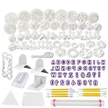 

114 pcs/set Alphanumeric Symbols Printed Fondant Cake Decor Mold Rolling pin chocolate mold Cake Scraper kitchen Accessories