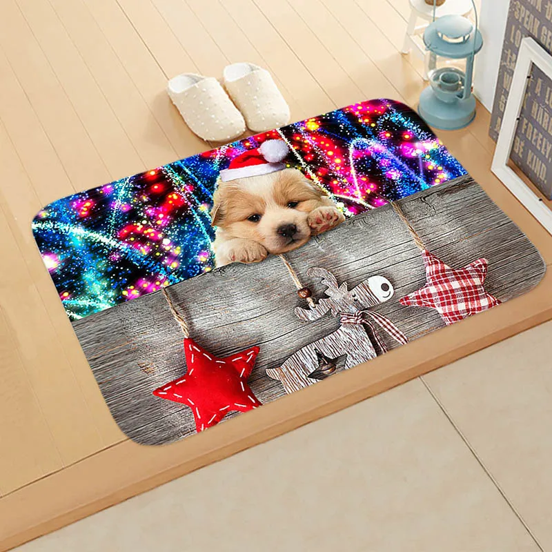 Merry Christmas Decoration Doormat Santa Claus Printing Floor Mat Non-slip Mat Christmas Home Decoration Door Mat - Color: as picture