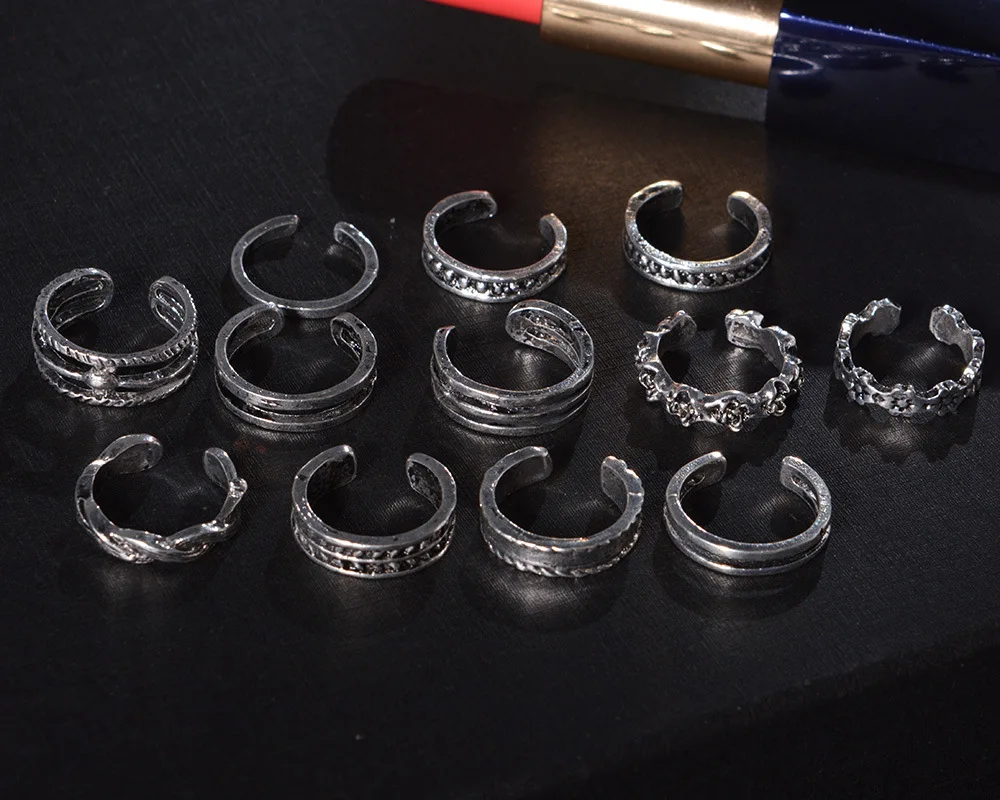 Европа и Америка импортные товары аксессуары AliExpress стиль Varved полый Многоэлементный 12 шт. кольцо на палец ноги Orname