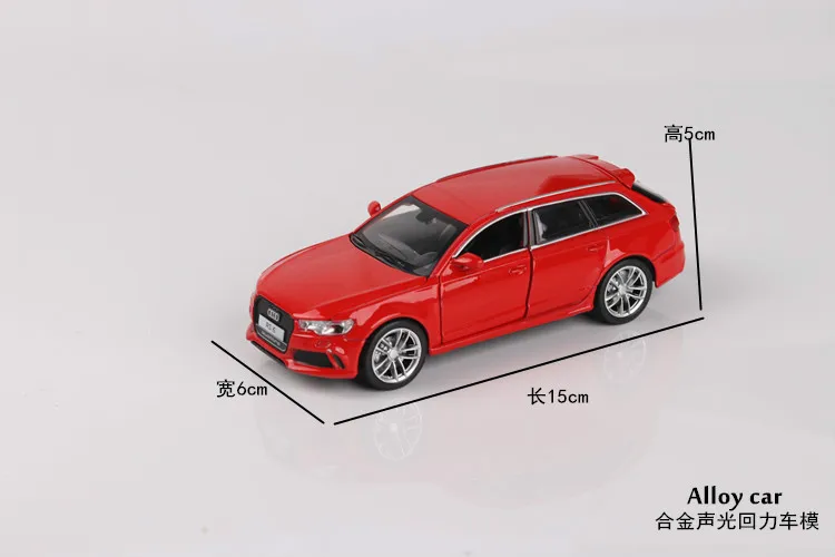 Для Audi RS6 имитационная модель автомобиля детский открытый дверной звуковой светильник функция оттягивания игрушечных автомобилей литая игрушка модель автомобиля из сплава