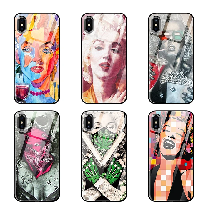 Мэрилин Монро закаленное стекло телефонные чехлы для iPhone 5 5S SE 6 6s 7 8 Plus X XS Max XR задняя крышка