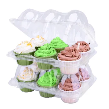 

15pcs Trays Cupcake Container Disposable Birthday Transparent For Muffins Storage 6 Compartments Home Kitchen Packaging Box