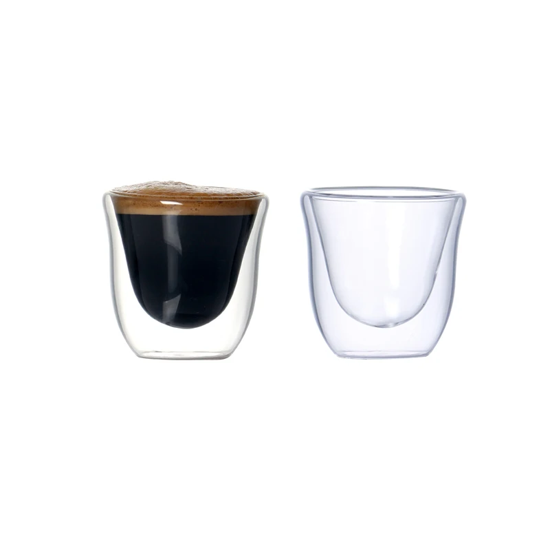 

Set of 2 80ml heat resistant double walled glass coffee mug for espresso latte tea cups