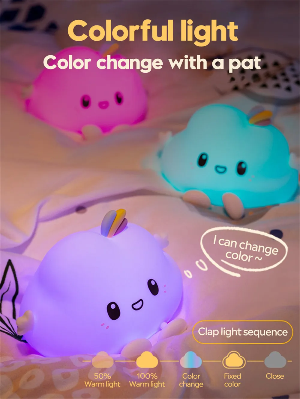 nite light Animal Night Light Silicone Deer Cloud Rabbit Cat Lamp Touch Sensor Remote Control RGB LED Night Lamp for Children Kid Baby Gift bathroom night light