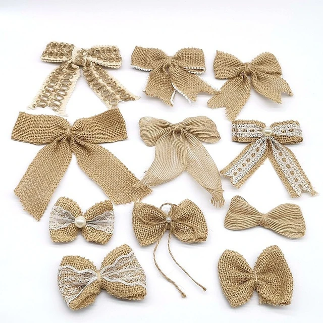 Burlap Christmas Gift Bows  Decoration Ribbon Jute Bow - Party & Holiday  Diy Decorations - Aliexpress