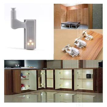 4pcs 02W Inner Hinge Night Light Kitchen Cabinet Door Hinge Light Closet Cupboard Wardrobe Furniture Under Cabinet Light