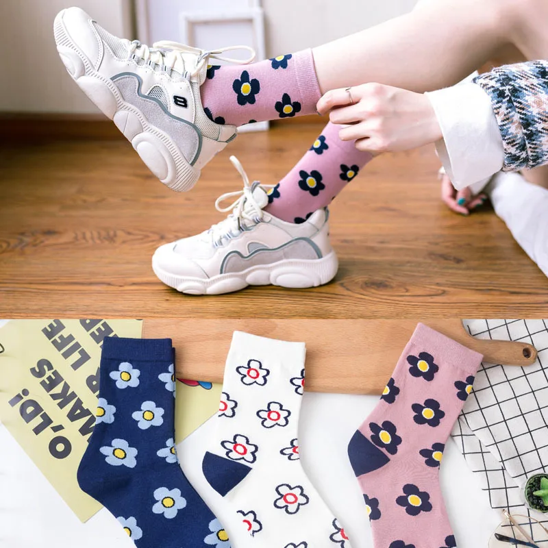 

New Printed Cotton Socks For Women Fashion Autumn And Winter Lady Foot Socks Wear-resistant Student Sports Socks