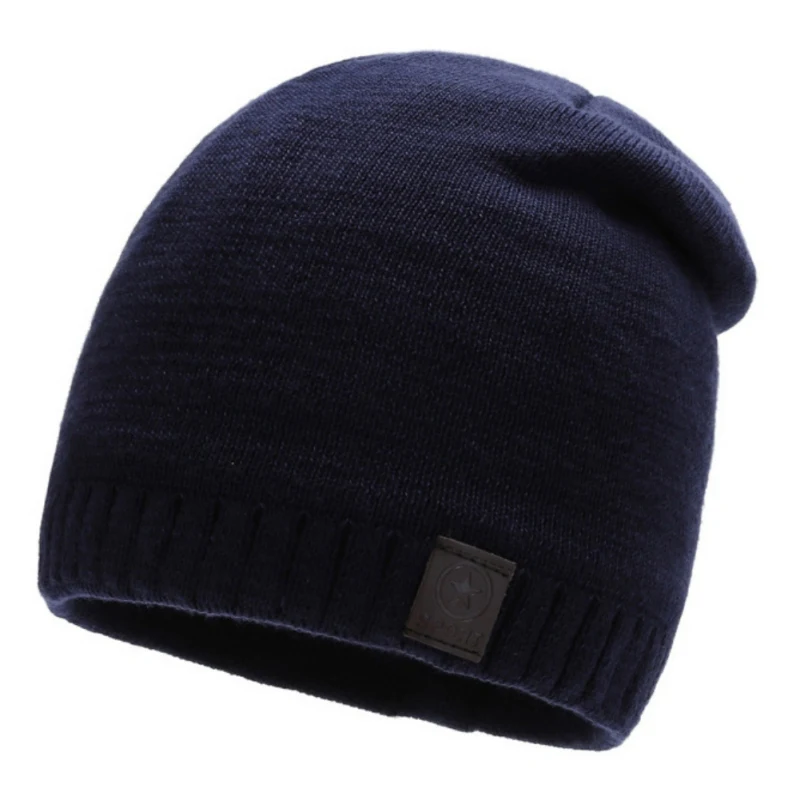 Unisex Beanie Winter Hats Caps Knitted Wool Cap Casual Plush Lining Hip-Hop Beanies Warm Hat Popular Knitted Hat - Цвет: C