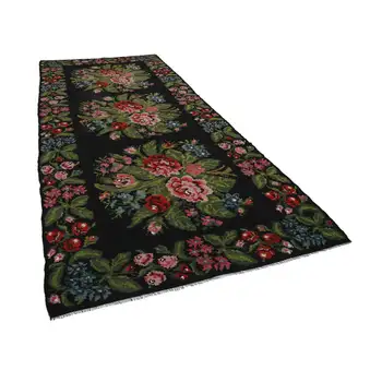 

200x480 Cm Black Handmade Vintage Moldovan Rugs Rug-7x16 Ft
