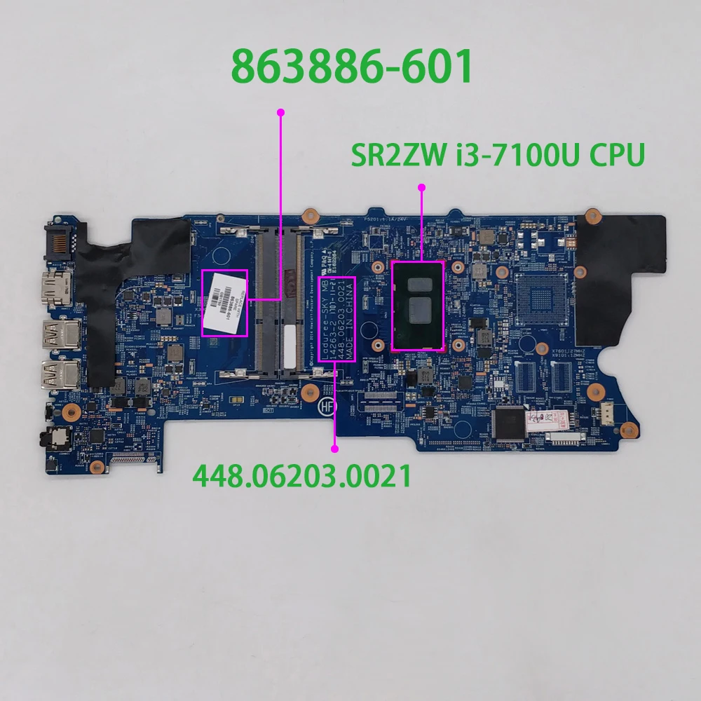Натуральная 863886-601 448.06203.0021 w i3-7100U материнская плата с процессором для ноутбука HP