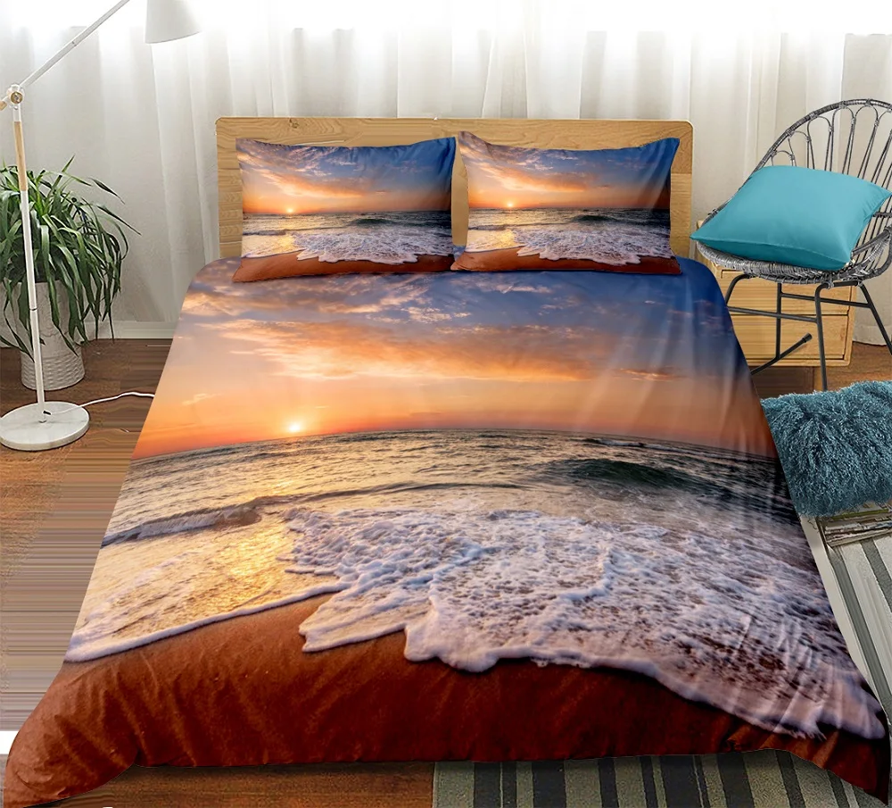 3D пляжное и лесное постельное белье натуральный пейзаж постельные принадлежности все размеры пододеяльник с наволочками