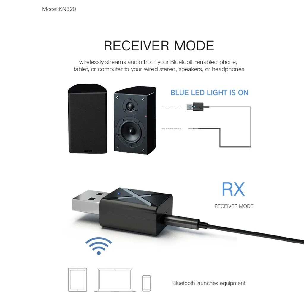 Bluetooth-приемник USB 3,5 аудио передатчик адаптер для ТВ/ПК наушников динамик Новое поступление Мода
