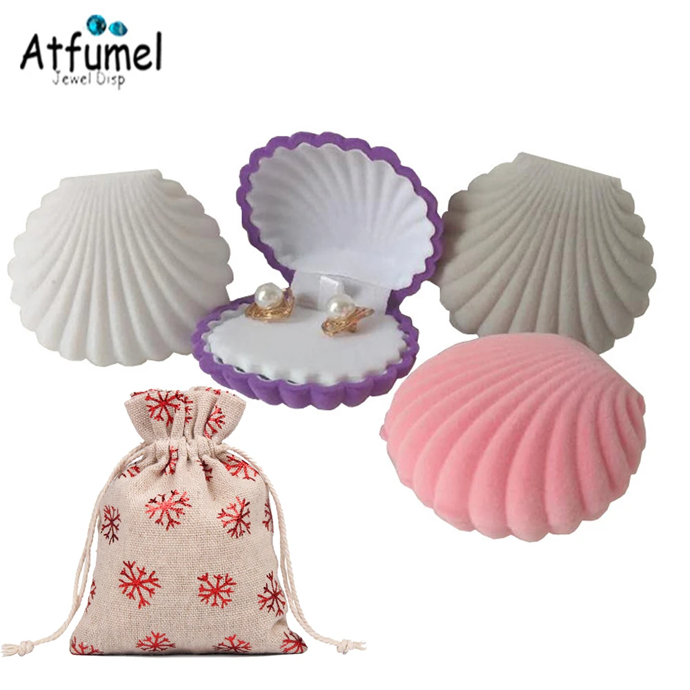 

Velvet Earring Holder Engagement Wedding Stud Pendant Jewelry Organizer Gift Box Christmas Present Packaging Case Drawstring Bag