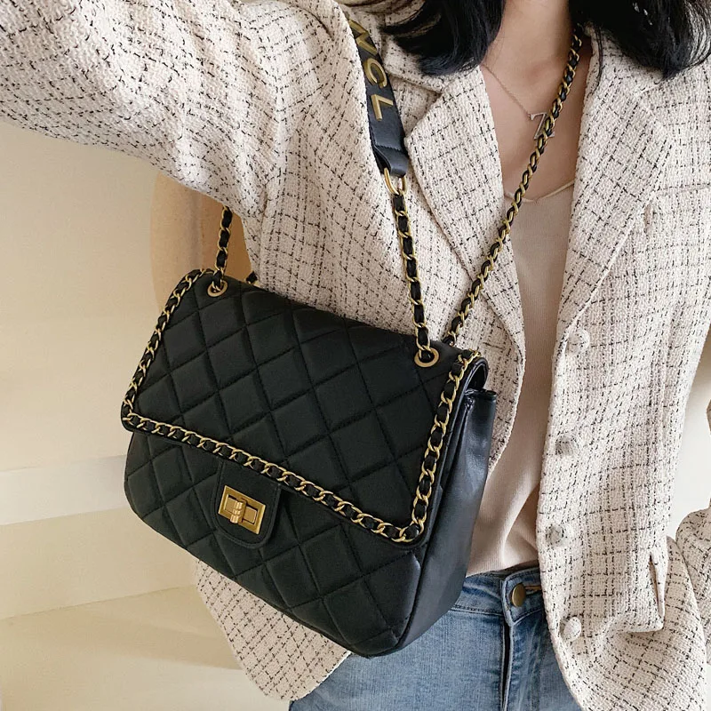

Louis Brand Diamond Lattice Classic Women Bags 2019 Fashion Chain Strap Shoulder Bag Female Leather Flap Crossbody Bolso Mujer