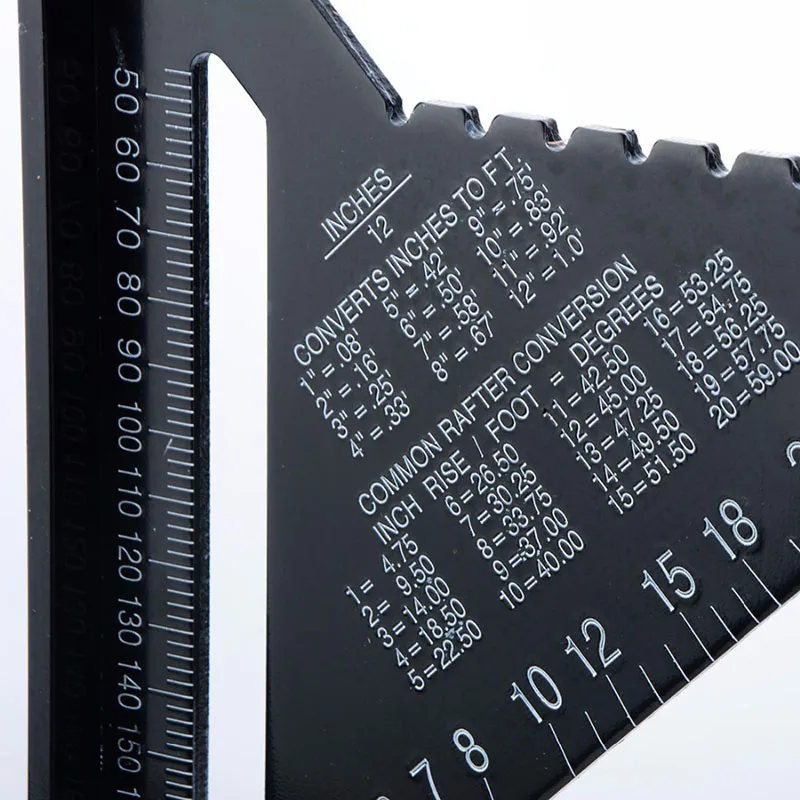 ZK30 Angle Ruler 7/12 inch Metric Aluminum Alloy Triangular Measuring Ruler Woodwork Speed Square Triangle Angle Protractor