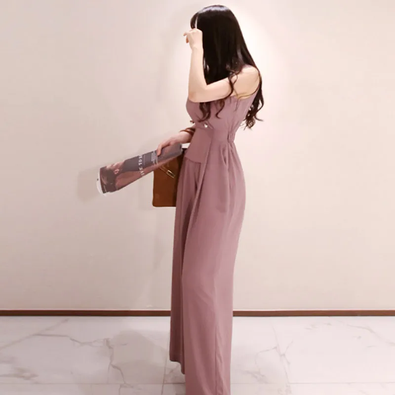 Summer Female Elegant Loose Jumpsuit Trousers Women Casual Long Wide Leg Pants Office Lady Overalls