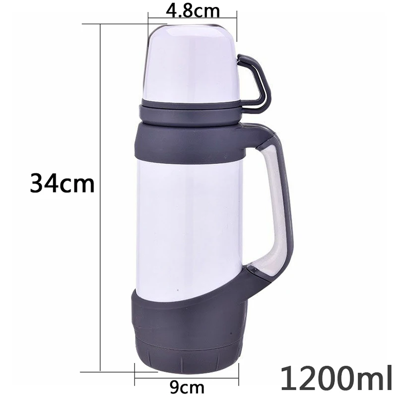 IVYSHION 1000/1500/1800ml Stainless Steel Thermos Vacuum Insulated Beverage Bottle Portable Water Flask Travel Coffee Tumbler - Цвет: 1200ml white