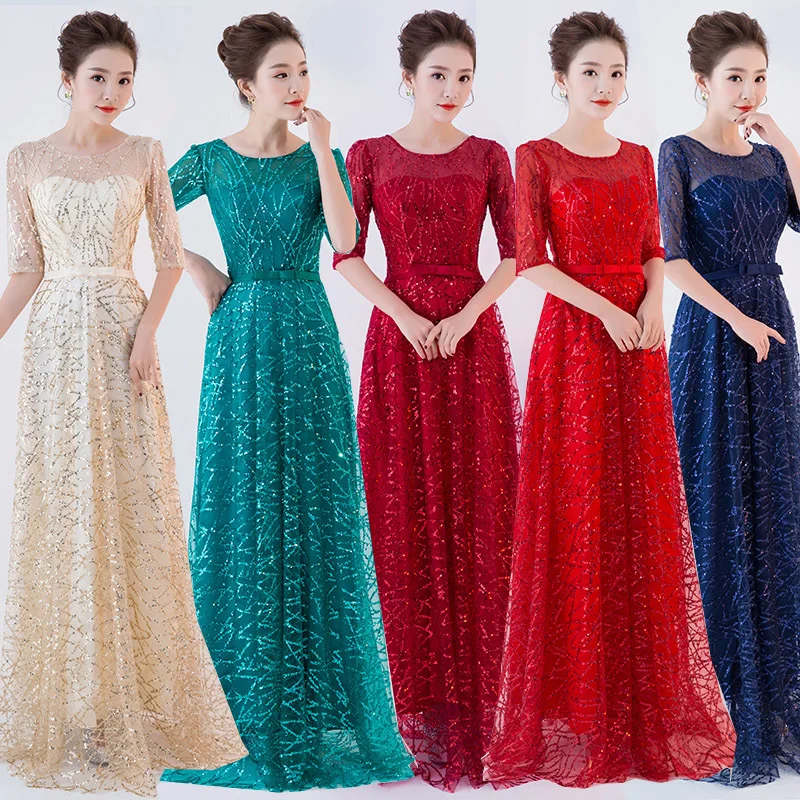 

2020 Real Chorus Suit Dress Costumes New Adult Female Fashion Show Host Long Thin Cultivate Morality In Middle-aged Evening