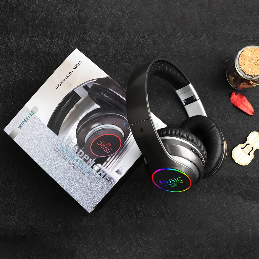 Bluetooth наушники, беспроводная гарнитура, Bluetooth музыка, спортивный штекер, мультяшный складной светодиодный, беспроводная гарнитура с аудио usb-кабелем