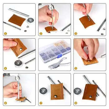 

360pcs/set Multi-size Leather Rivets Screw Nail Rivet Tubular Metal Studs with Fixing Tool Kit for DIY Handcraft Leather Craft