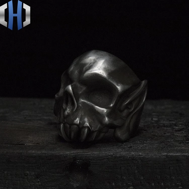 

Original Design Bioh Skull Handmade Silver 925 Silver Ring Ring Dark Punk Depth Old