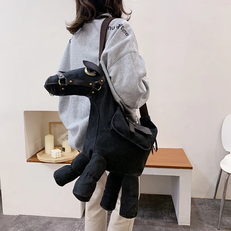 

Personality Donkey Design Women Crossbody Bag Fashion Canvas Animal Shaped Shoulder Bags for Women 2020 Cute 3D Party Purses