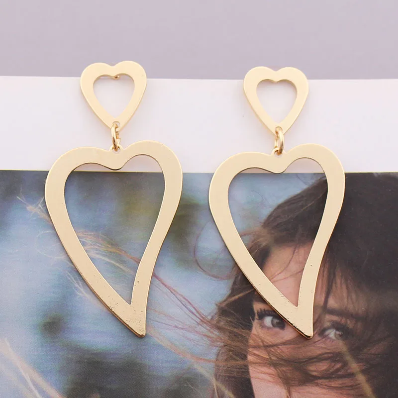 New Fashion Statement Earrings Popular Geometric Hollow Heart For Women Handmade Hanging Dangle Earring Jewelry | Украшения и