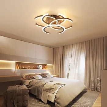 

New LED Chandeliers Ceiling Brown Modern Chandelier LED Bulbs Semiflush Mount Iron AC Remote Control Shadeless 2 Years CUOSHE