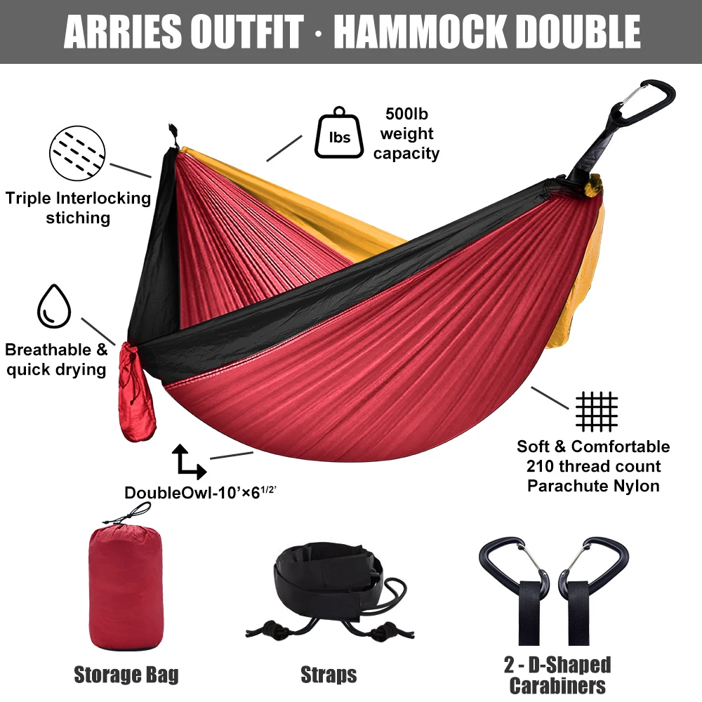 Upgrade Camping Hammock with Hammock Tree Straps Portable Parachute Nylon Hammock for Backpacking Travel