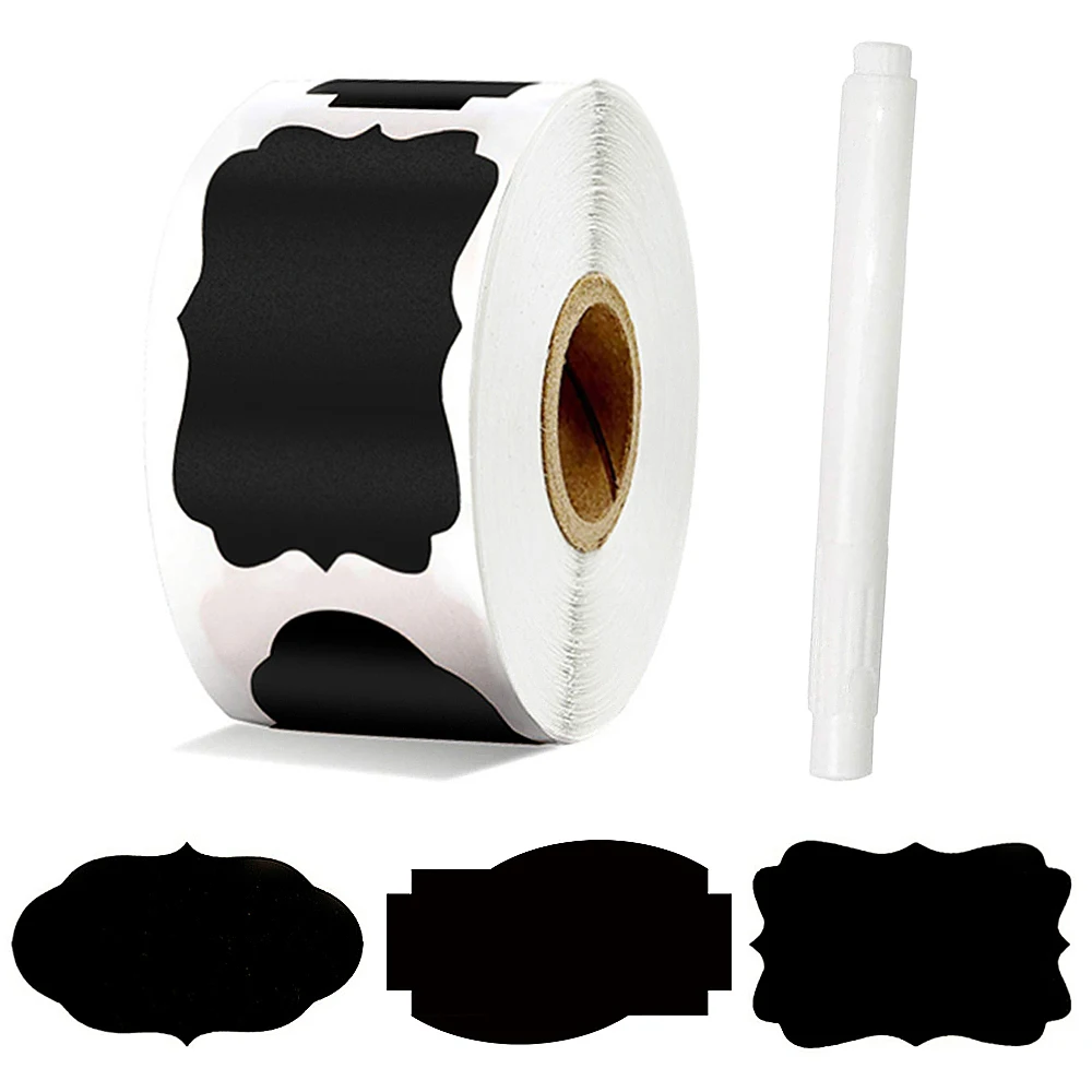 300 Pcs/Roll Chalkboard Labels Stickers with A Chalk Pen for Kitchen Jars Sticker Removable Waterproof Blackboard Stickers Label