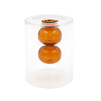 

Simple Stained Glass Creative Double Glass Transparent Vase Desktop Decoration Individual Hydroponic Flowers