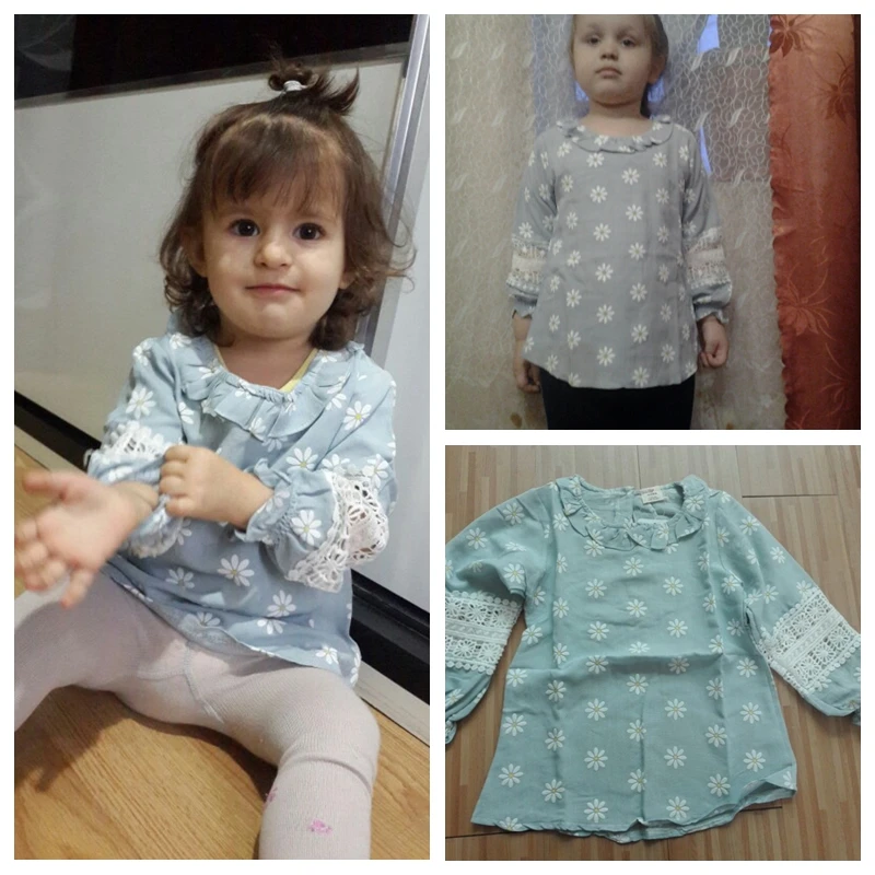 Spring Autumn 2-10 Years Children'S Clothing Cotton Baby Long Sleeve Cutout Hollow Out Flower Floral Kids Girl Blouse Shirt