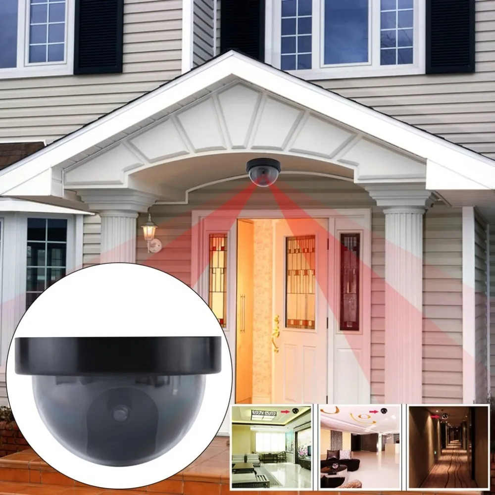 

3pcs Outdoor Indoor Dome Shape Dummy Camera Surveillance Simulation Camera Security Cam With Warning Flash LED Light