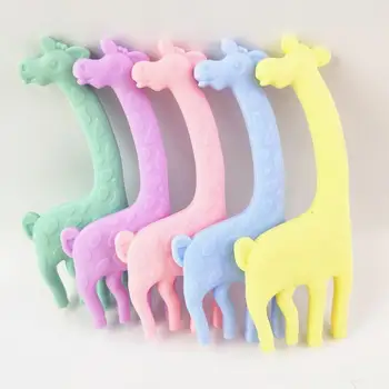 

200pcs Giraffe Silicone Teether BPA Free Baby Teethers Deer Shaped Baby Teething Toys Food Grade Baby Nursing