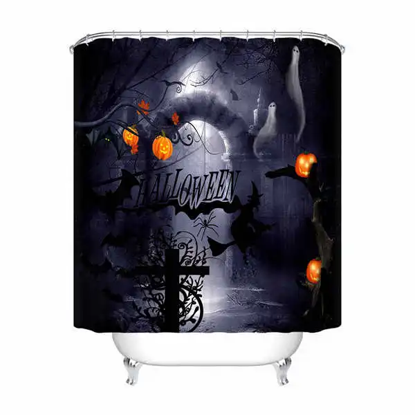 Shower Curtain Пользовательские водонепроницаемые занавески для душа Хэллоуин Череп огонь печатных ванная комната декор различных размеров#180324-01-40 - Цвет: Shower Curtain
