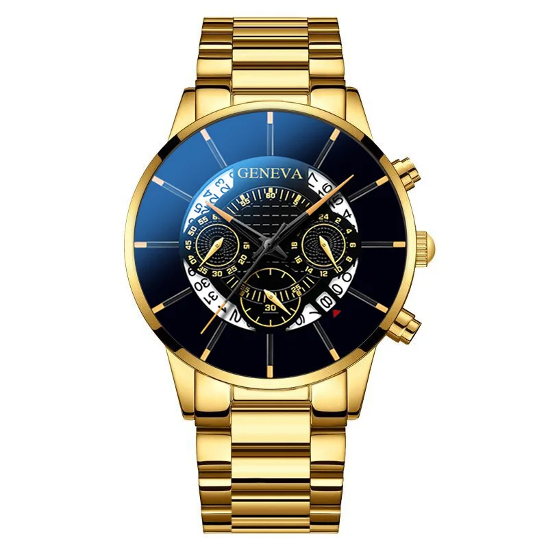 Geneva Brand New Men's Quartz Watch European And American New Design Fashion Casual Stainless Steel Calendar Men's Watch