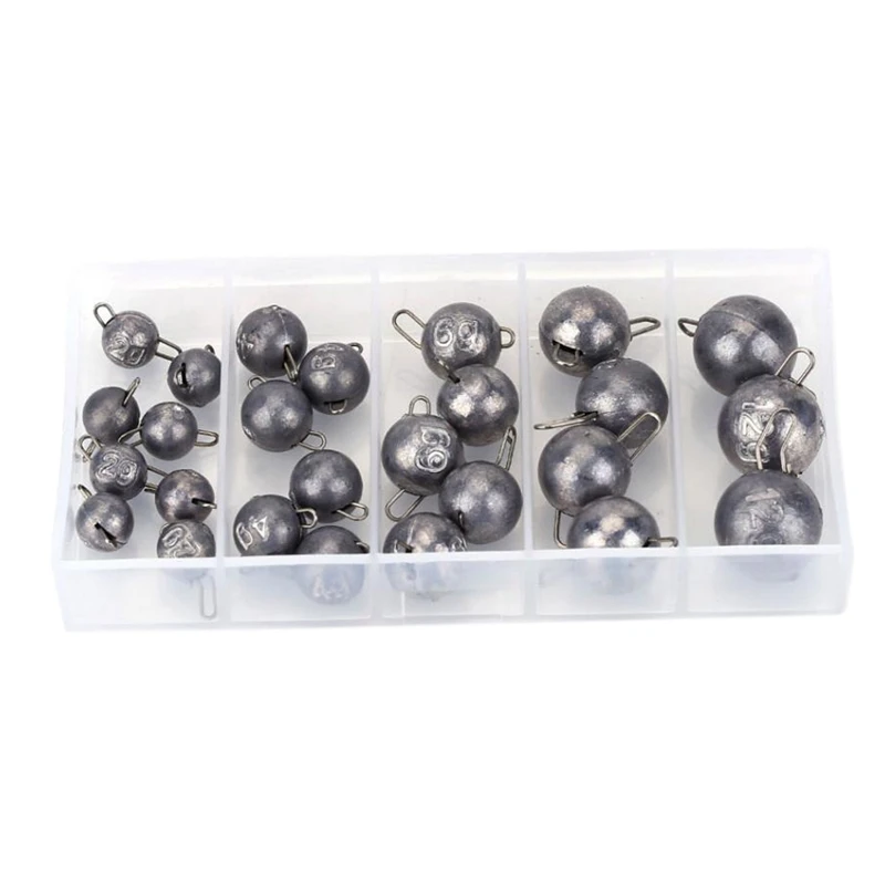 

26Pcs/Set 5 Sizes Fishing Weight Sea Fishing Lead Mould Split Shot Head Jigs Fishing Lead Sinker Weights Tackle Kit Accessories