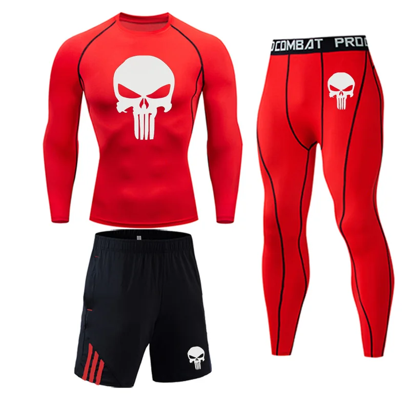 winter Top quality thermal underwear men underwear sets Sweatshirt sweat quick drying Skull compression underwear men clothing 5