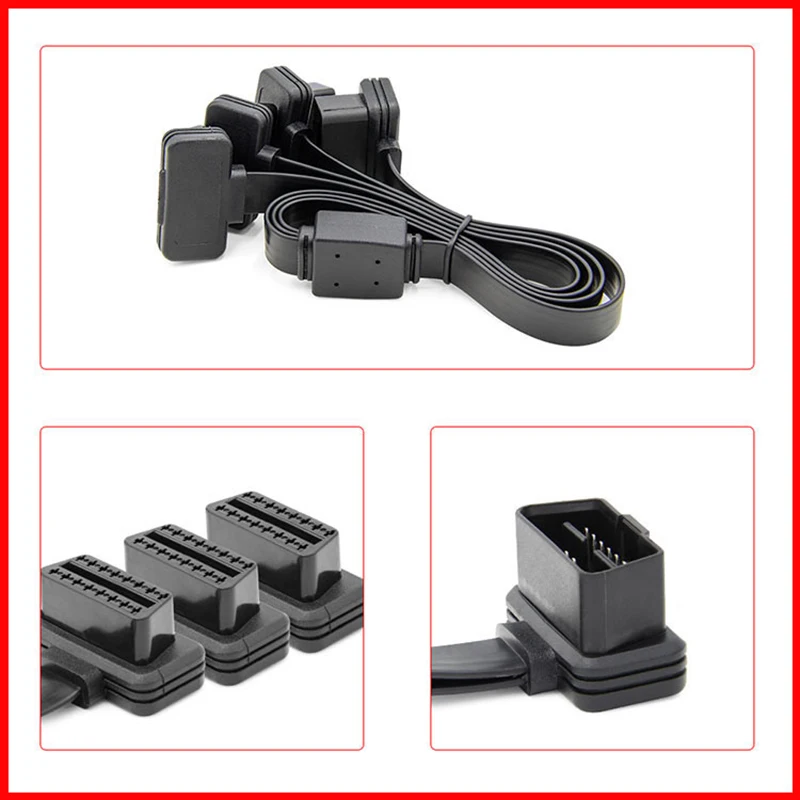 1 In 3 Converted Cable Obd2 Flat Extension Cable With 16Pin Connected