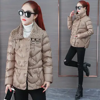 

Luck A 2020 Women Solid spring coats Lambswool Double Breasted Pockets jacket Short Outerwear female solid parkas