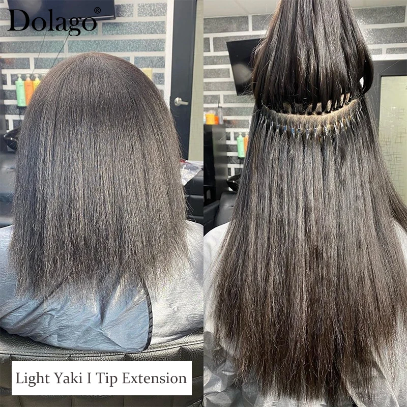 Light Yaki Straight Kinky Coarse Microlinks Hair Bulk Extenstions 1&2&3 Bundles I Tip Human Hair Microlinks Salon 3S Bulk Hair